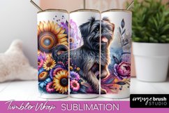 Brussels Griffon Tumbler Wrap Dog Sublimation Floral PNG Product Image 1