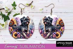 Brussels Griffon Earrings Dog Sublimation Floral PNG Product Image 1