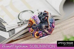Brussels Griffon Keychain Dog Sublimation Floral PNG Product Image 1