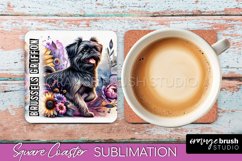 Dog Square Coaster - Dog Mom Floral Coaster Sublimation Product Image 1