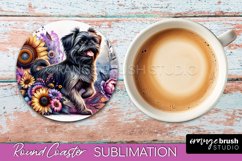 Brussels Griffon Round Coaster Dog Sublimation Floral PNG Product Image 1