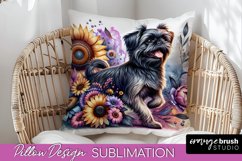 Brussels Griffon Pillow Cover Dog Sublimation Floral PNG Product Image 1