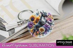 Bull Terrier Keychain Dog Sublimation Floral PNG Product Image 1