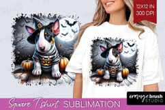 Bull Terrier Dog Square Tshirt Background Halloween PNG Product Image 1
