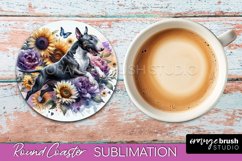 Bull Terrier Round Coaster Dog Sublimation Floral PNG Product Image 1