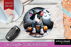 Bull Terrier Dog Car Coaster Halloween Coaster PNG Product Image 1