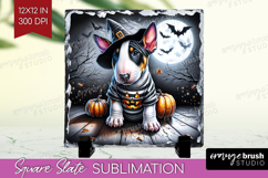 Bull Terrier Dog Slate PNG Halloween Square Slate Product Image 1
