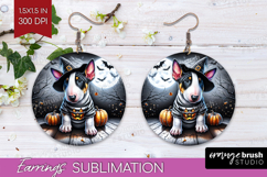Bull Terrier Dog Round Earrings Halloween PNG Sublimation Product Image 1