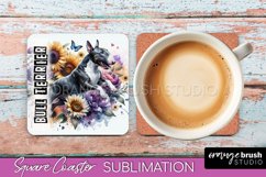 Dog Square Coaster - Dog Mom Floral Coaster Sublimation Product Image 1