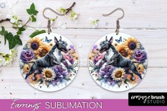 Bull Terrier Earrings Dog Sublimation Floral PNG Product Image 1