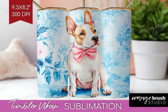 Bull Terrier Dog Tumbler Wrap Blue Toile Tumbler PNG Product Image 1