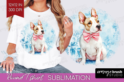 Bull Terrier Dog Round Tshirt Background Blue Toile PNG Product Image 1