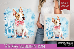 Bull Terrier Dog Tote Bag Blue Toile Tote Bag PNG Product Image 1