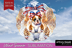 Bulldog Dog Wind Spinner Sublimation PNG Patriotic Dog Round Product Image 1
