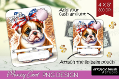 Bulldog Dog Money Card PNG 4th of July Money Card Holder Product Image 1