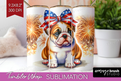 Bulldog Dog Tumbler Wrap Patriotic Dog Tumbler PNG Product Image 1