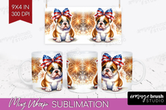 Bulldog Dog Mug Wrap Patriotic Dog Mug PNG Sublimation Product Image 1