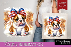 Bulldog Dog Tote Bag Patriotic Dog Tote Bag PNG Sublimation Product Image 1