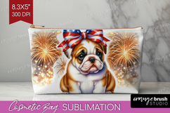 Bulldog Dog Cosmetic Bag Patriotic Dog Makeup Bag PNG Product Image 1