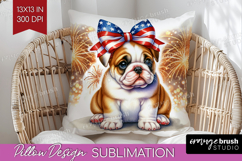 Bulldog Dog Pillow Sublimation Patriotic Dog Pillow Cover Product Image 1
