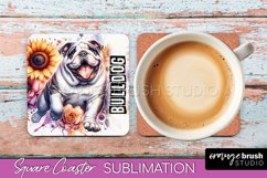 Dog Square Coaster - Dog Mom Floral Coaster Sublimation Product Image 1