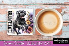 Dog Square Coaster - Dog Mom Floral Coaster Sublimation Product Image 1