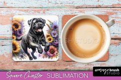 Bullmastiff Square Coaster Dog Sublimation Floral PNG Product Image 1