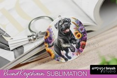 Bullmastiff Keychain Dog Sublimation Floral PNG Product Image 1
