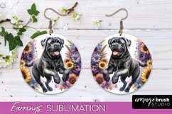 Bullmastiff Earrings Dog Sublimation Floral PNG Product Image 1