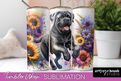 Bullmastiff Tumbler Wrap Dog Sublimation Floral PNG Product Image 1