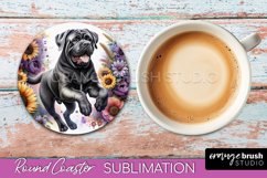 Bullmastiff Round Coaster Dog Sublimation Floral PNG Product Image 1