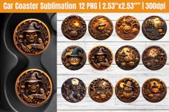 3D Halloween Car Coaster | Pumpkin Sublimation Designs Product Image 1