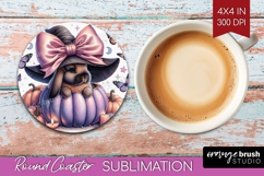 Bunny Halloween Round Coaster Coquette Coaster PNG Product Image 1