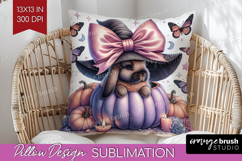 Bunny Halloween Pillow Sublimation Coquette Pillow Cover PNG Product Image 1
