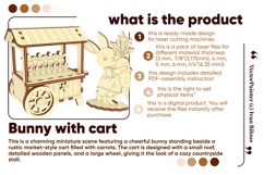 Easter Bunny with Carrot Cart - Laser Cut File, SVG Decor Product Image 2
