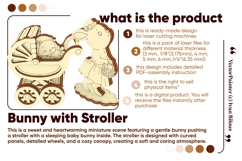 Baby Bunny with Stroller - Easter Laser Cut Project, SVG Product Image 3