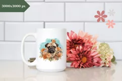 Watercolor Pug Dog Illustration, Pug Dog Sublimation PNG Product Image 3