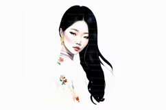 Beautiful Asian woman art sketches 10 PNG Digital download Product Image 2