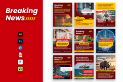 Red Yellow Breaking News Instagram Post Product Image 2