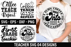 Teacher SVG Design - Coffee Teach Grade Repeat Product Image 1