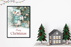 Watercolor Christmas Mouse Greeting Card Design Product Image 2