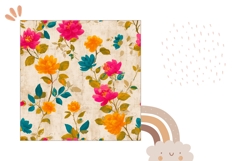 Wooden Pillow Design, Vintage Flowers Pillow Case Print Product Image 2