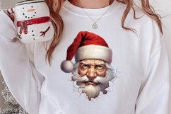 Watercolor Peeking Santa and Snowman Clipart, Christmas PNG Product Image 2