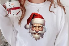 Watercolor Peeking Santa and Snowman Clipart, Christmas PNG Product Image 2