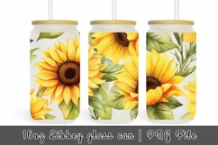 Sunflower Watercolor 16 oz Tumbler Wrap Libbey Glass Can Product Image 1