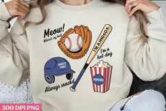 Meow! Where is my ball PNG, Baseball Mama Sublimation PNG Product Image 3