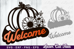 Fall Autumn Thanksgiving Pumpkin Sign SVG Laser Cut Files Product Image 2