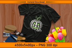 Striped Creepy Pumpkin Face Halloween Sublimation PNG Product Image 2