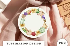 Watercolor Autumn Pumpkins wreath png Product Image 2