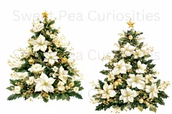 Christmas, Tree, Gold, Ephemera, PNG, watercolor, Clipart Product Image 2